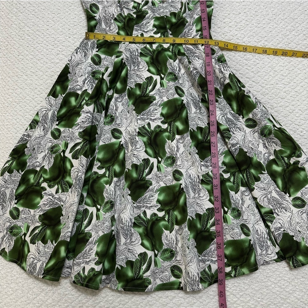 Hearts and Roses Retro Pin-up Rockabilly Green Dress Women’s Size 10 - Picture 7 of 13